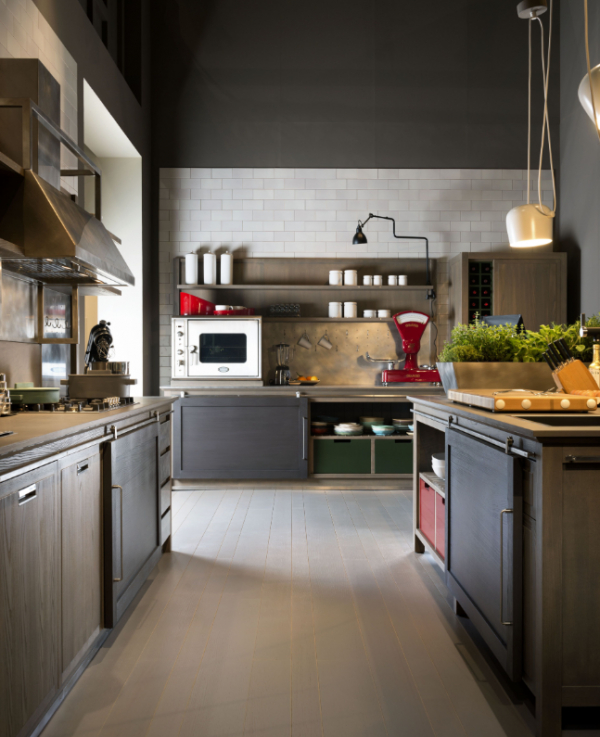 Dapur dengan gaya industri yang modern dan bersih